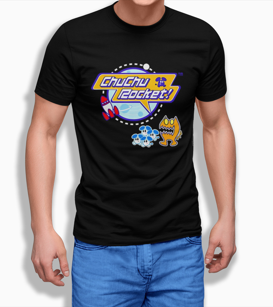 ChuChu Rocket Iconic Game Logo With Spaceship And Characters T-Shirt