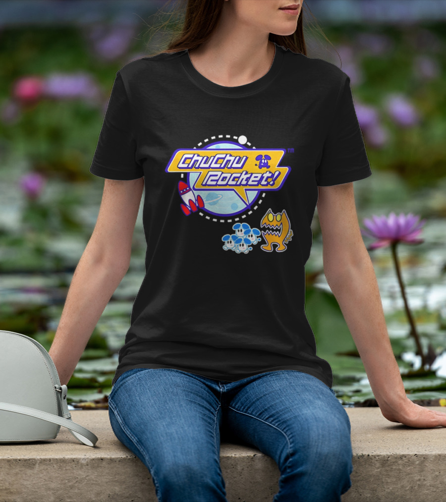 ChuChu Rocket Iconic Game Logo With Spaceship And Characters T-Shirt