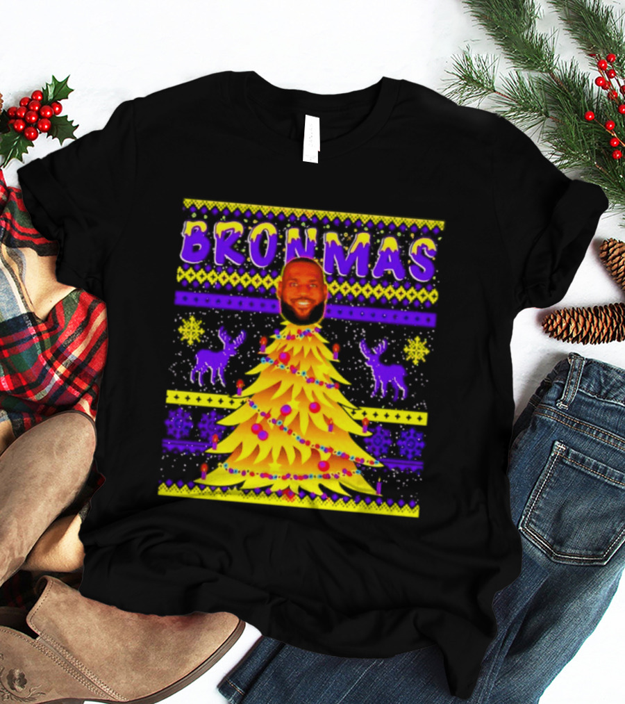 LeBron James Bronmas Christmas Tree Philadelphia 76ers Festive Reindeer T-Shirt