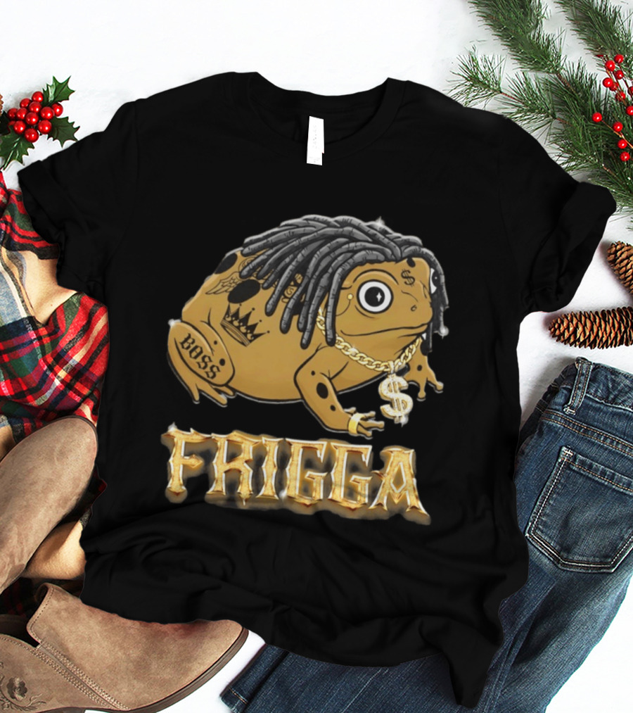 Frigga Boss Frog Crown Tattoos Dollar Chain T-Shirt