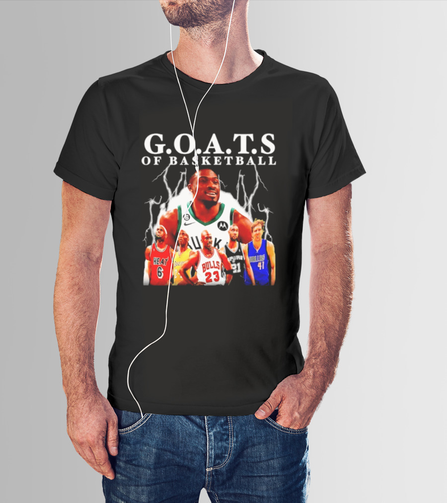 G.O.A.T.S Of Basketball Giannis Antetokounmpo LeBron James Kobe Bryant Michael Jordan Tim Duncan Dirk Nowitzki T-Shirt