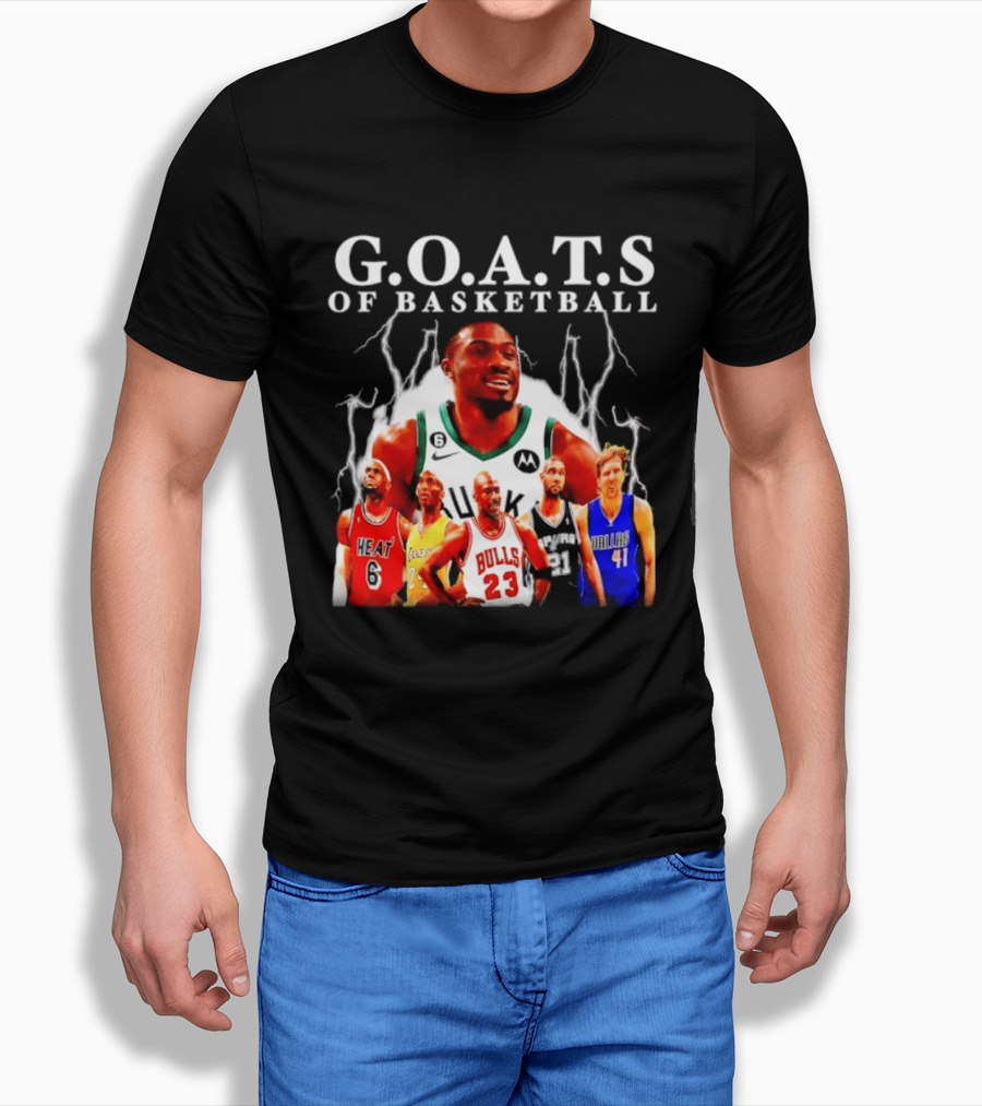 G.O.A.T.S Of Basketball Giannis Antetokounmpo LeBron James Kobe Bryant Michael Jordan Tim Duncan Dirk Nowitzki T-Shirt