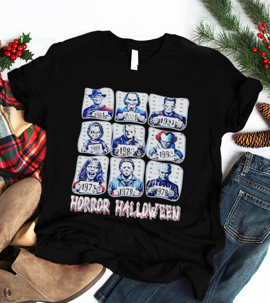 Horror Halloween Shot Characters 1973 1978 1980 1984 1988 1990 2004 Iconic Slashers T-Shirt