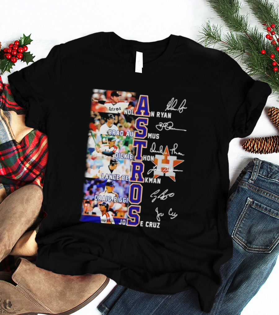 Nolan Ryan Brad Ausmus Dickie Thon Lance Berkman Craig Biggio Jose Cruz Houston Astros Baseball Legends T-Shirt