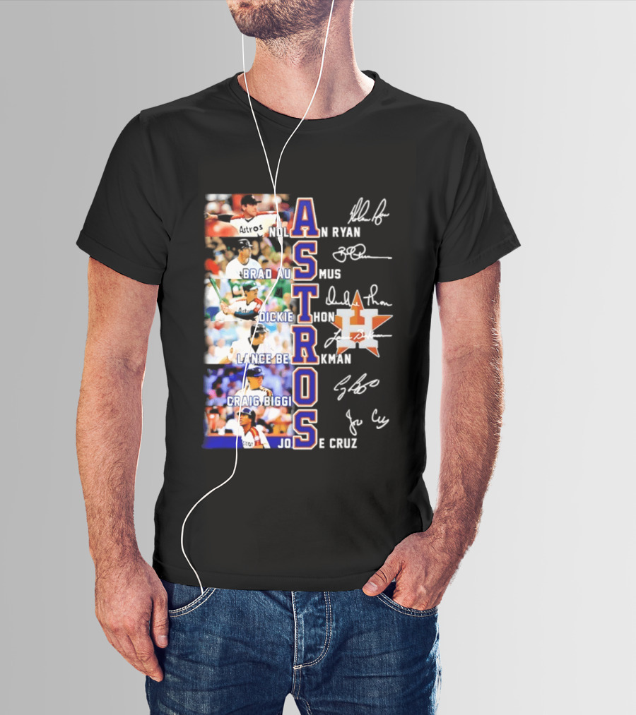 Nolan Ryan Brad Ausmus Dickie Thon Lance Berkman Craig Biggio Jose Cruz Houston Astros Baseball Legends T-Shirt