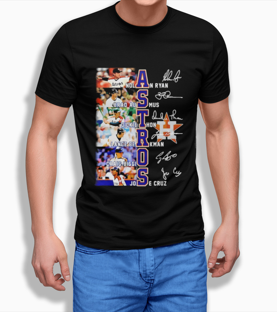 Nolan Ryan Brad Ausmus Dickie Thon Lance Berkman Craig Biggio Jose Cruz Houston Astros Baseball Legends T-Shirt