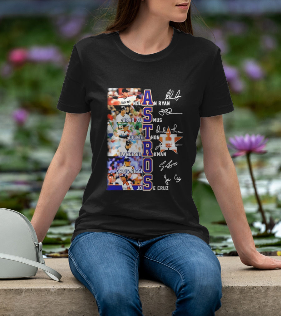 Nolan Ryan Brad Ausmus Dickie Thon Lance Berkman Craig Biggio Jose Cruz Houston Astros Baseball Legends T-Shirt