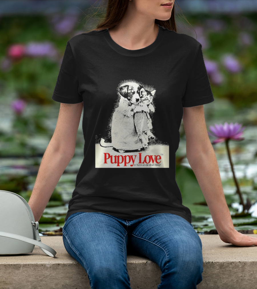 Puppy Love Naive Romance In Print T-Shirt