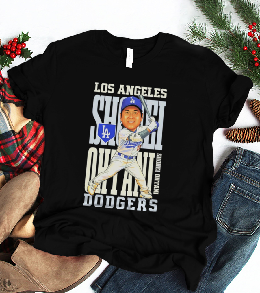 Los Angeles Dodgers Shohei Ohtani Caricature Dodgers Baseball T-Shirt