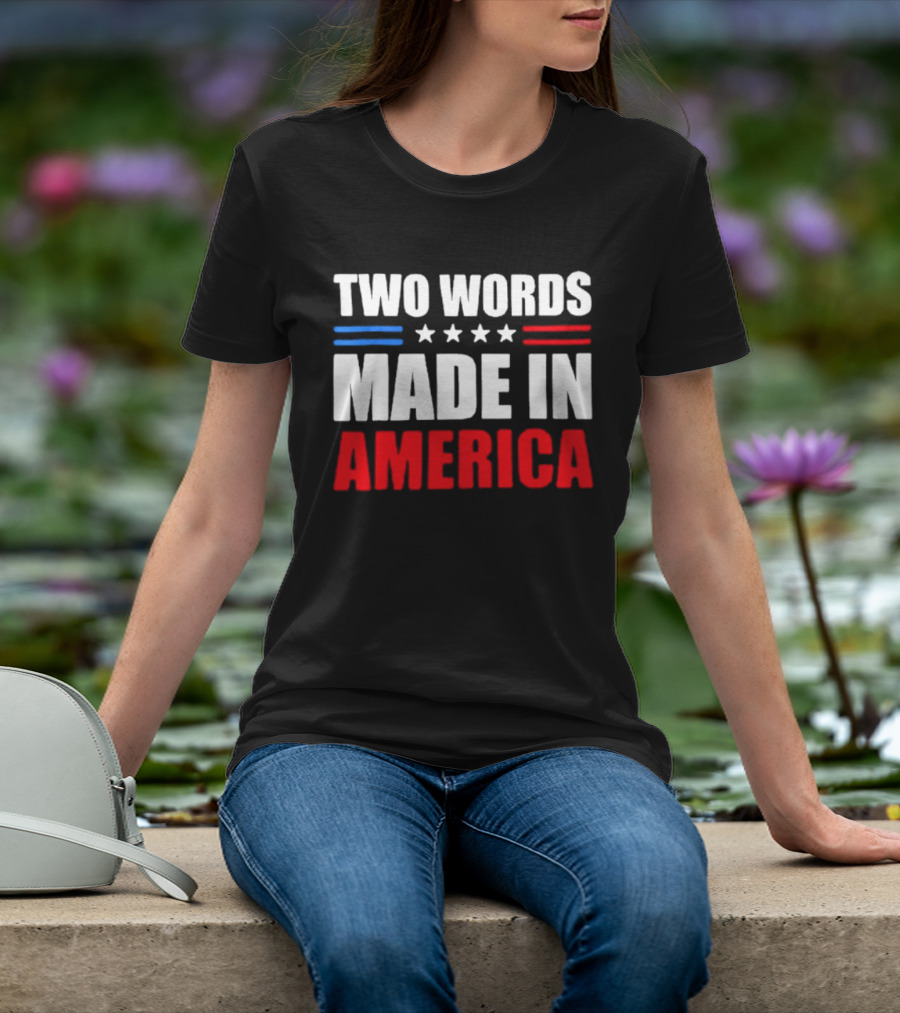 Two Words Made In America Patriotic USA Stars And Stripes T-Shirt