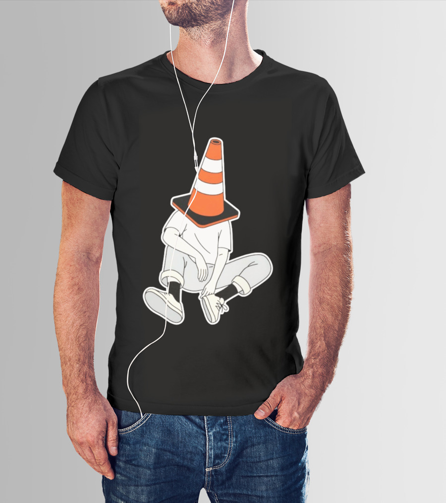 Under Construction Introvert Mode Traffic Cone Head Silent Reflection T-Shirt