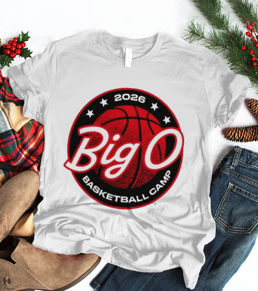 Big O Basketball Camp 2026 Red Basketball Circle Stars T-Shirt