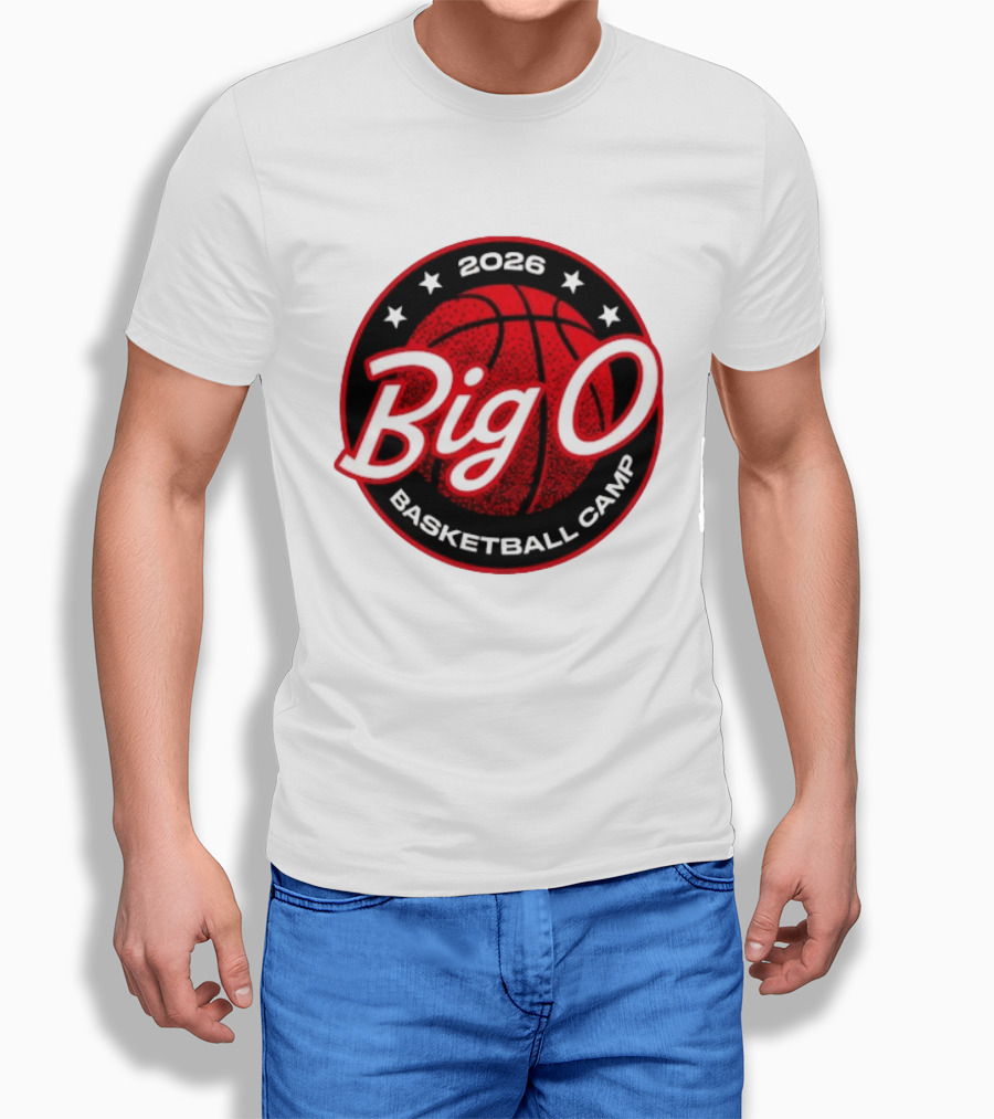 Big O Basketball Camp 2026 Red Basketball Circle Stars T-Shirt