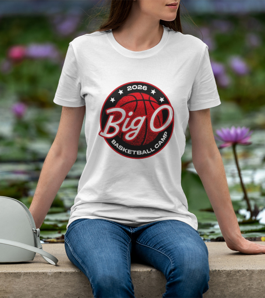 Big O Basketball Camp 2026 Red Basketball Circle Stars T-Shirt