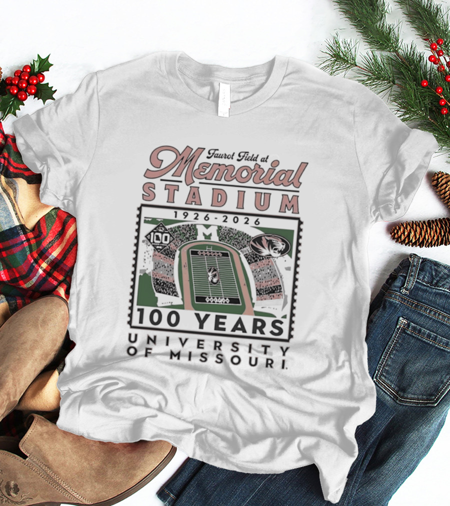 Faurot Field At Memorial Stadium 100 Years 1926 2026 University Of Missouri T-Shirt