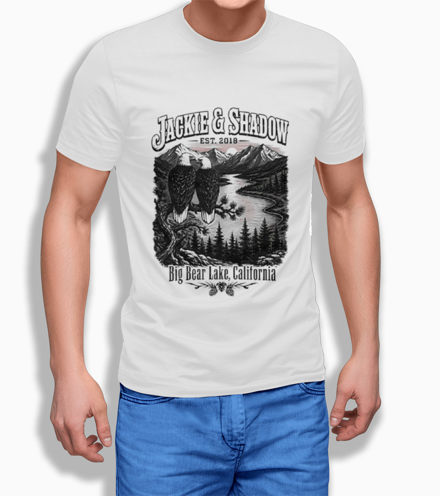 Jackie And Shadow Est 2018 Big Bear Lake California Mountain Scene T-Shirt