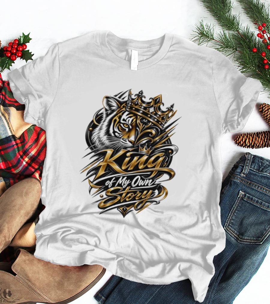 King Of My Own Story Tiger Crown Motif T-Shirt