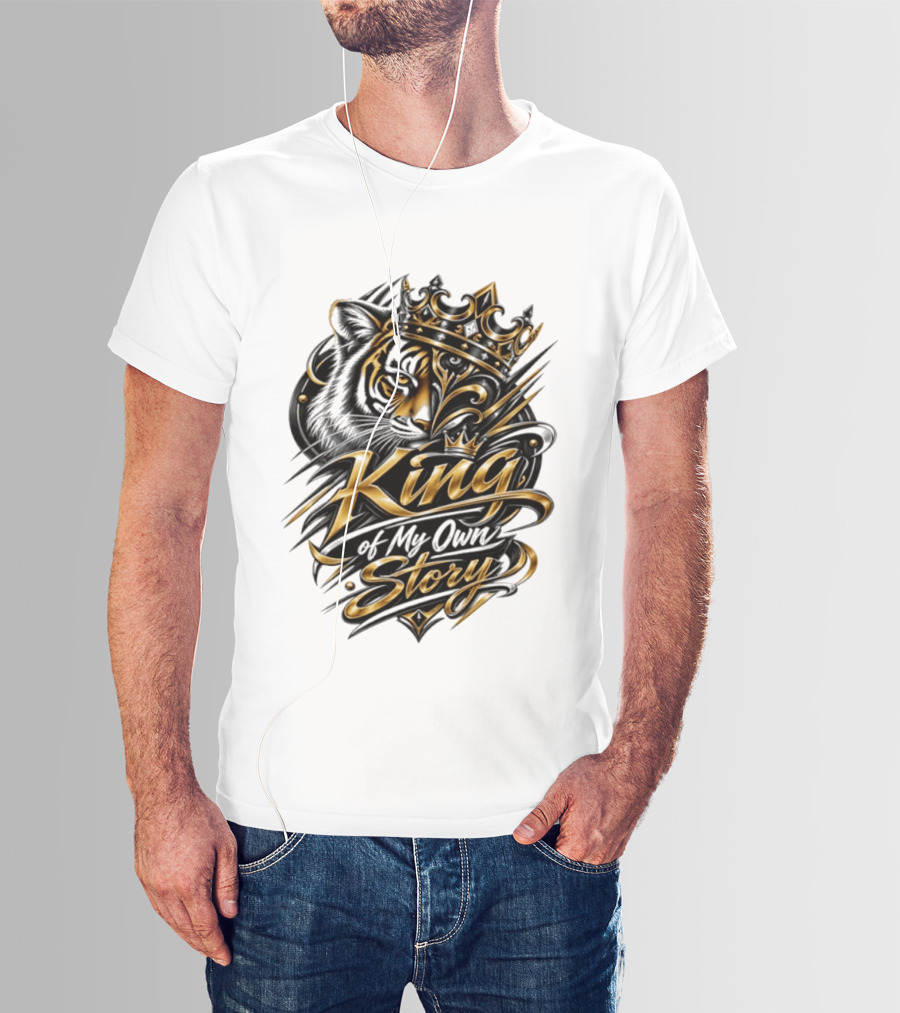 King Of My Own Story Tiger Crown Motif T-Shirt