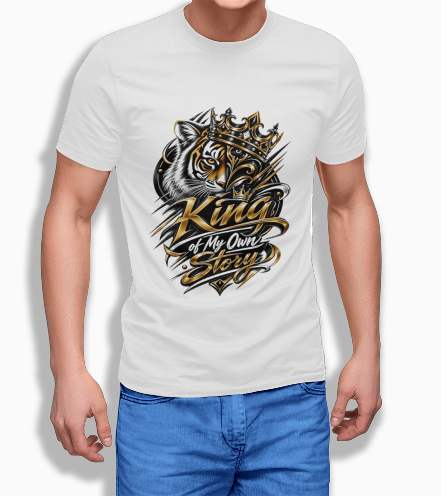 King Of My Own Story Tiger Crown Motif T-Shirt