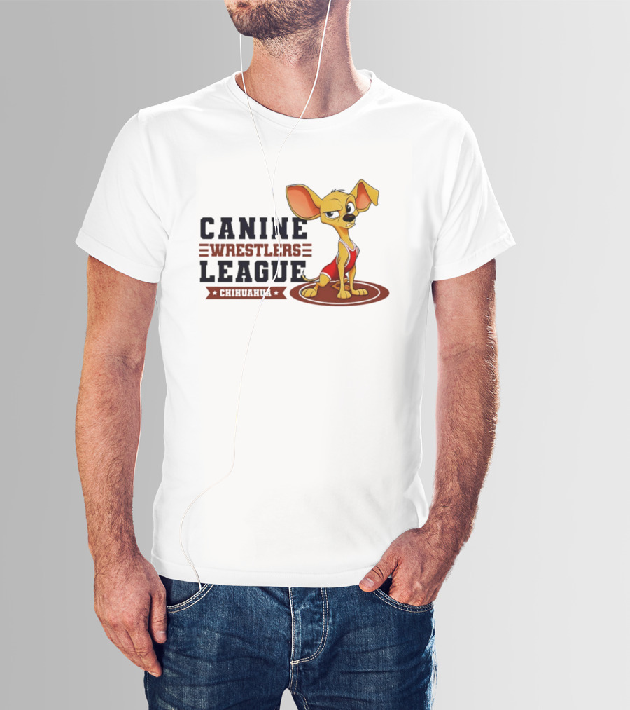 Canine Wrestlers League Chihuahua Wrestler Cartoon T-Shirt