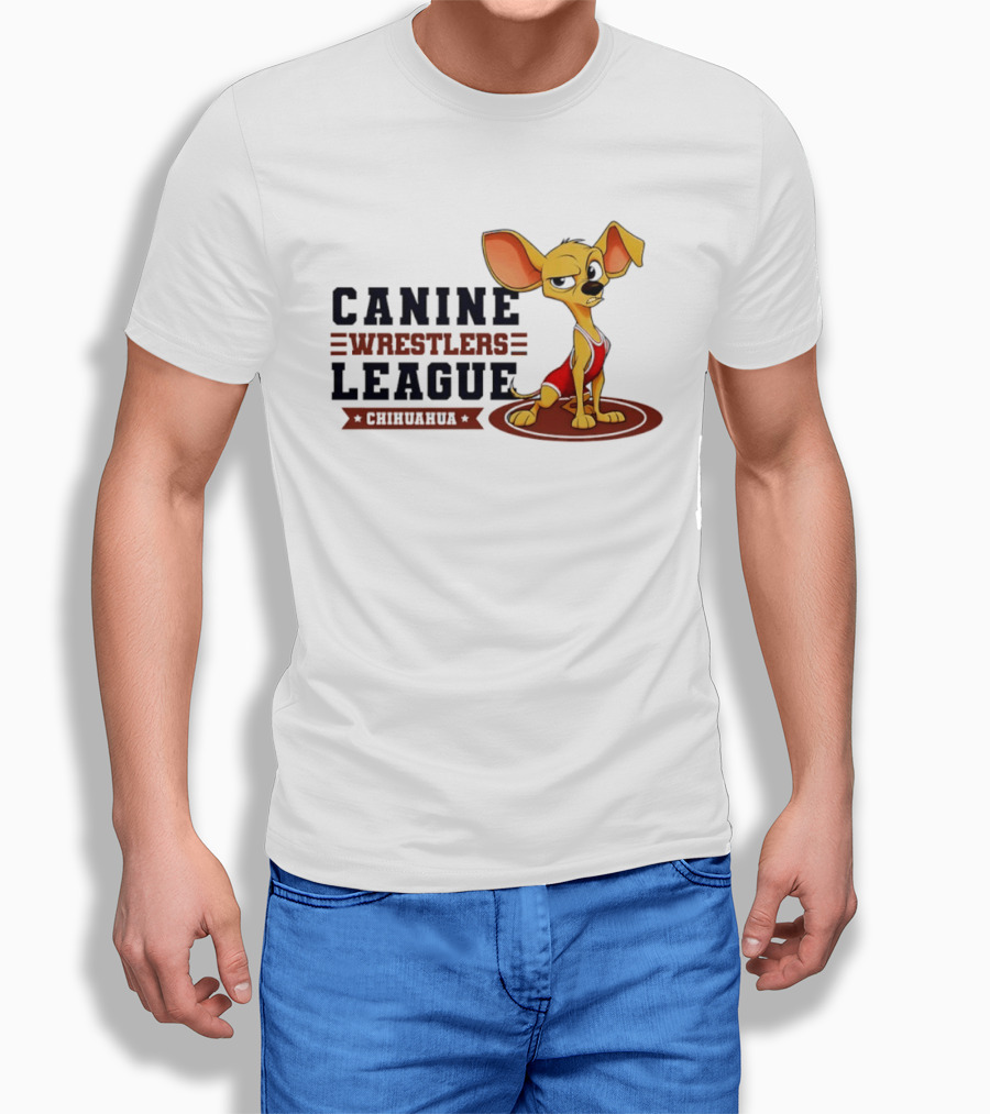 Canine Wrestlers League Chihuahua Wrestler Cartoon T-Shirt