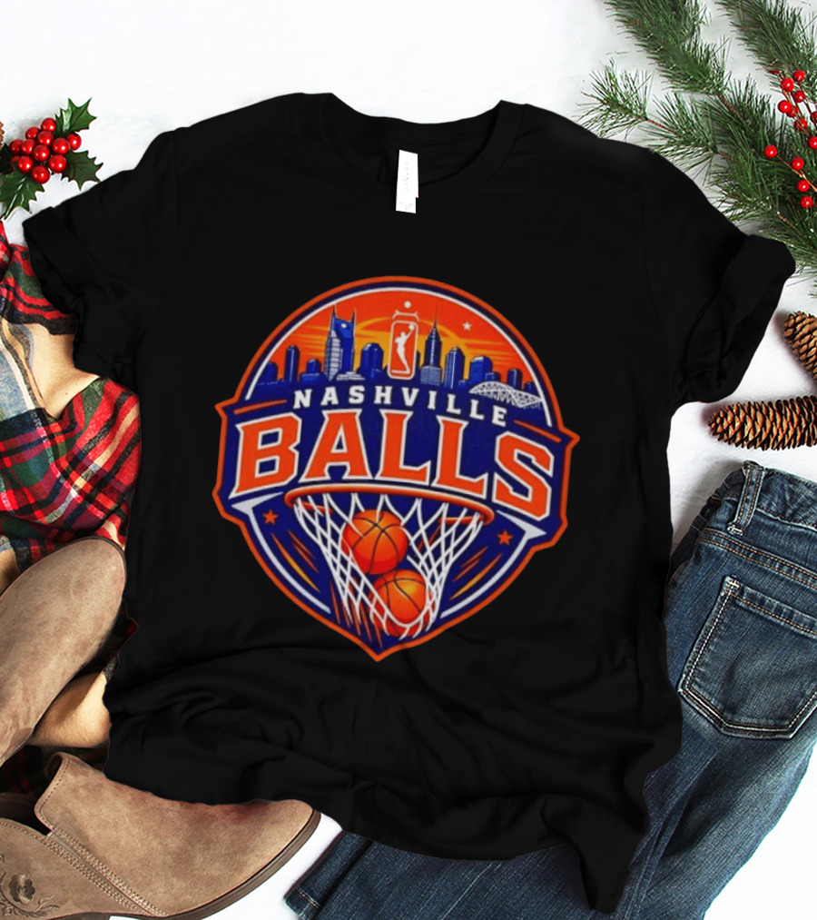 Nashville Balls Basketball Sports Skyline And Net T-Shirt