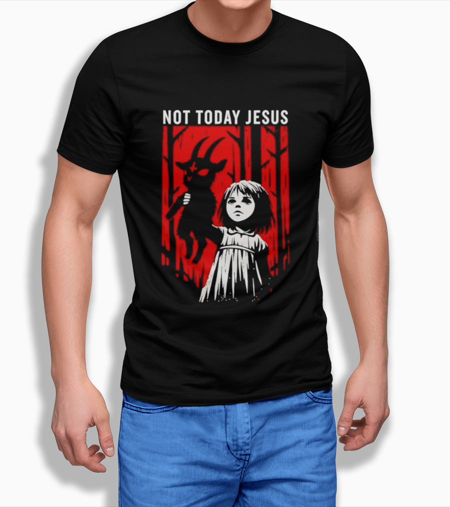 Not Today Jesus Satanic Goat Occult Gothic Girl T-Shirt