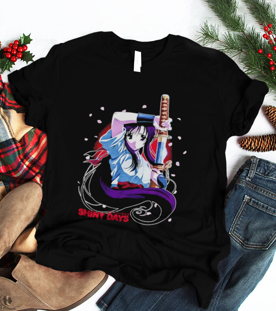Shiny Days Anime Girl Katana Samurai T-Shirt