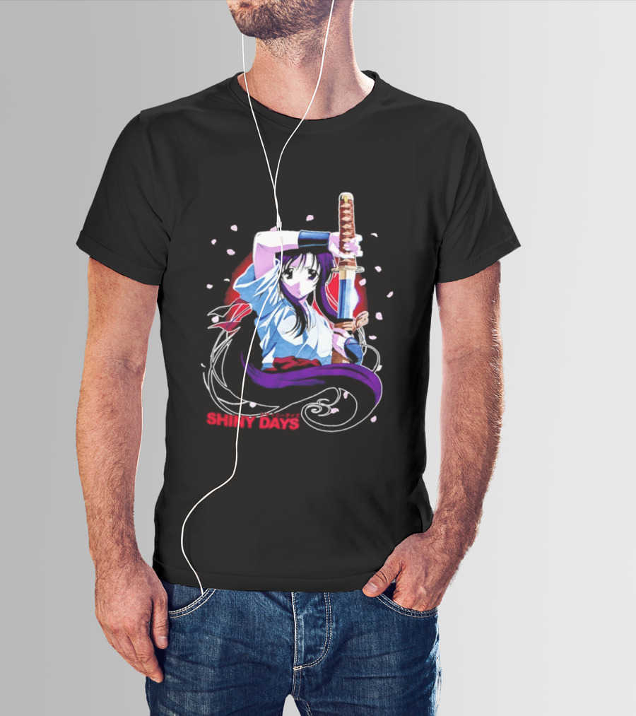 Shiny Days Anime Girl Katana Samurai T-Shirt