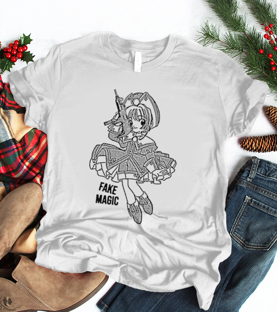 Fake Magic Anime Girl Manga Gun T-Shirt