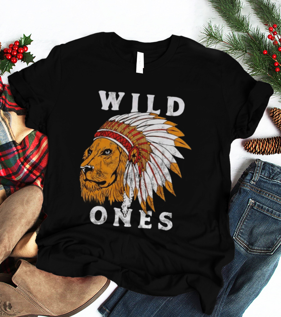 Wild Ones Lion Native American Headdress T-Shirt