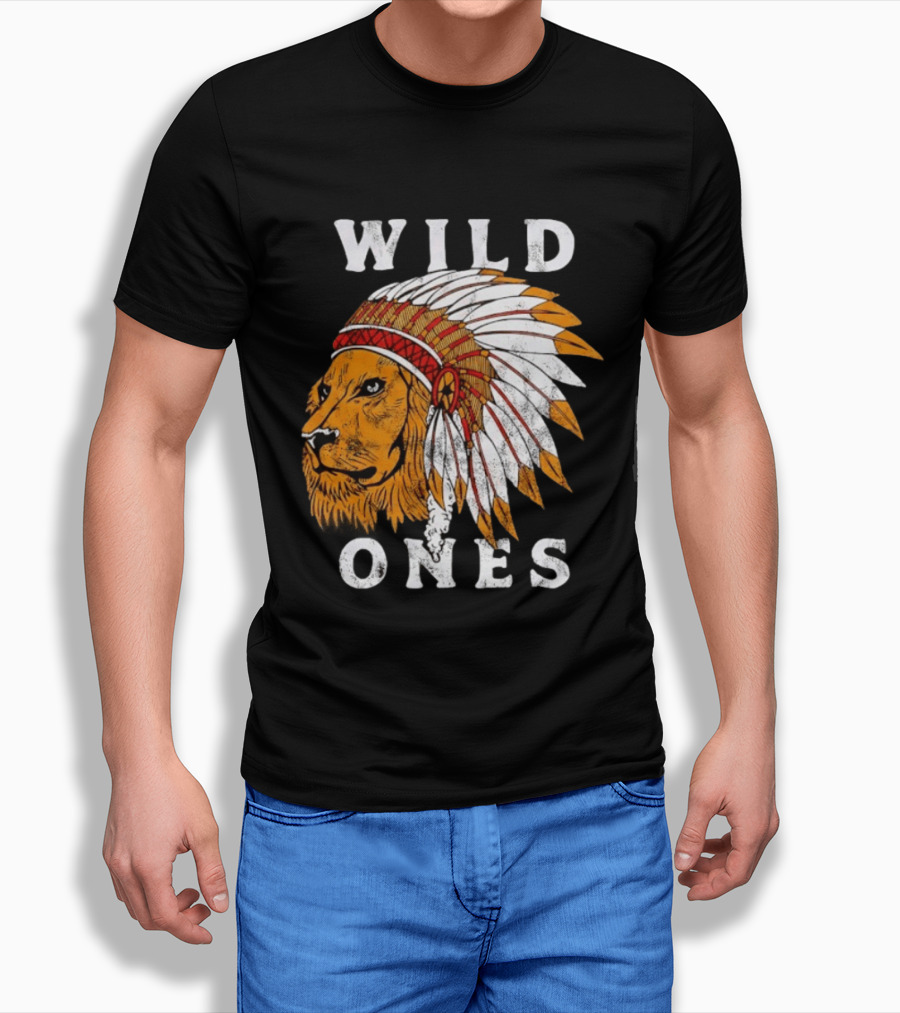 Wild Ones Lion Native American Headdress T-Shirt