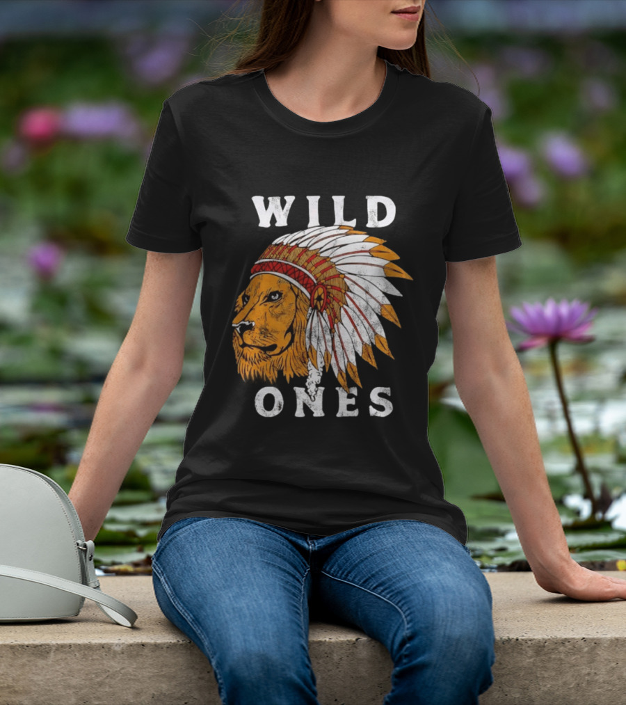 Wild Ones Lion Native American Headdress T-Shirt