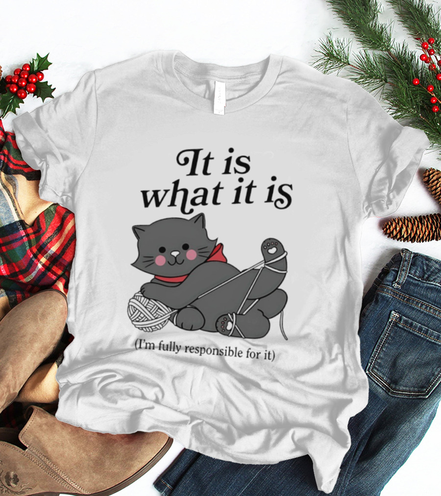 It Is What It Is Playful Cat With Yarn I'm Fully Responsible For It T-Shirt