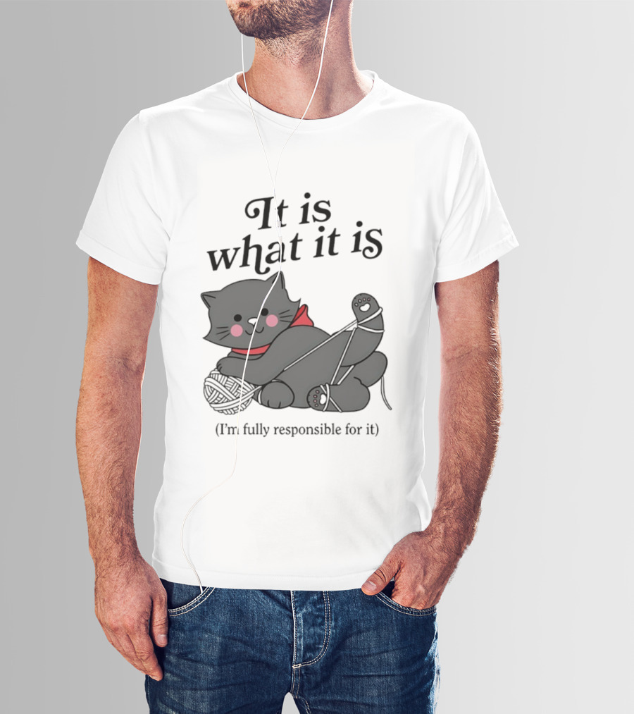 It Is What It Is Playful Cat With Yarn I'm Fully Responsible For It T-Shirt