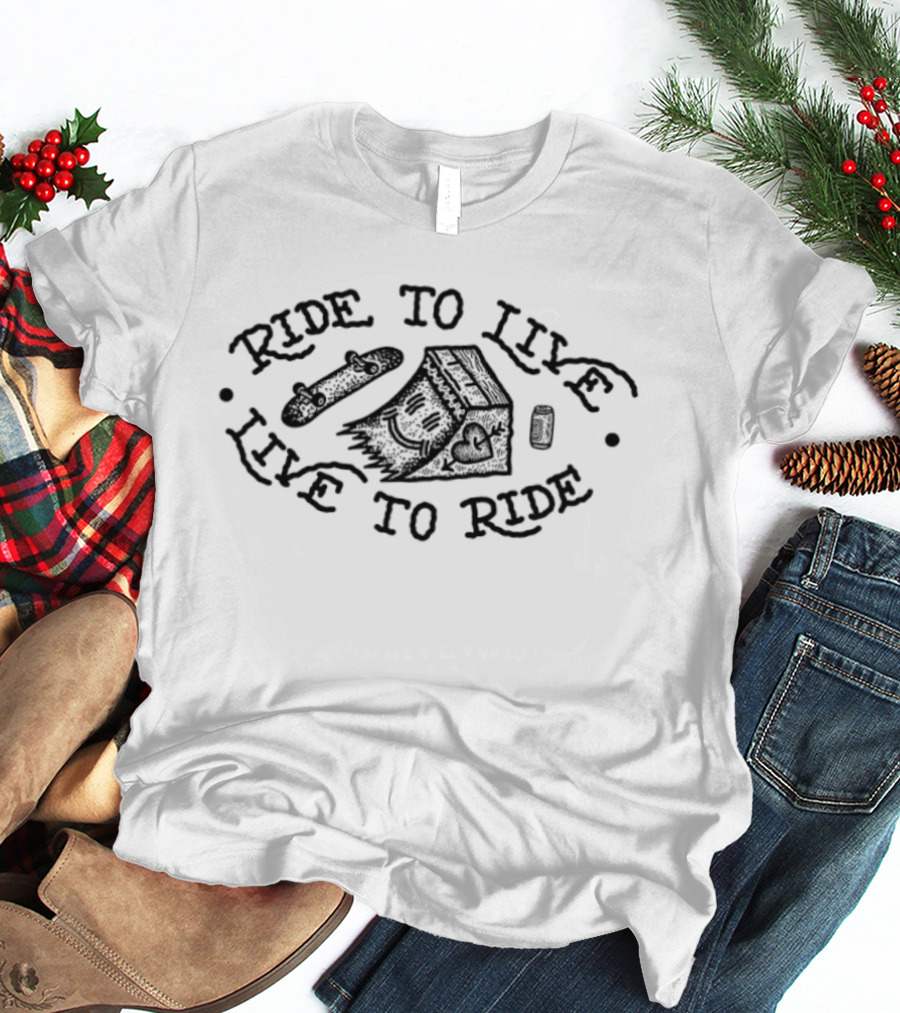Ride To Live Live To Ride Skateboard Beer House T-Shirt