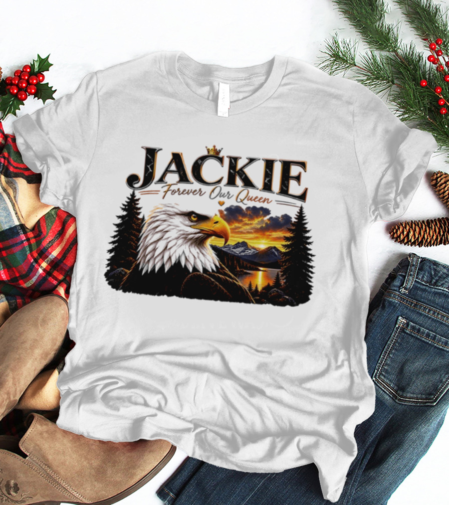 Jackie Forever Our Queen Eagle Sunset Mountain Scene T-Shirt