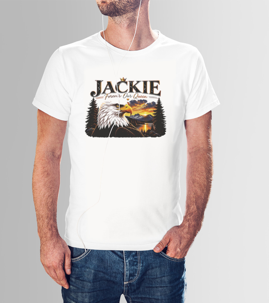 Jackie Forever Our Queen Eagle Sunset Mountain Scene T-Shirt
