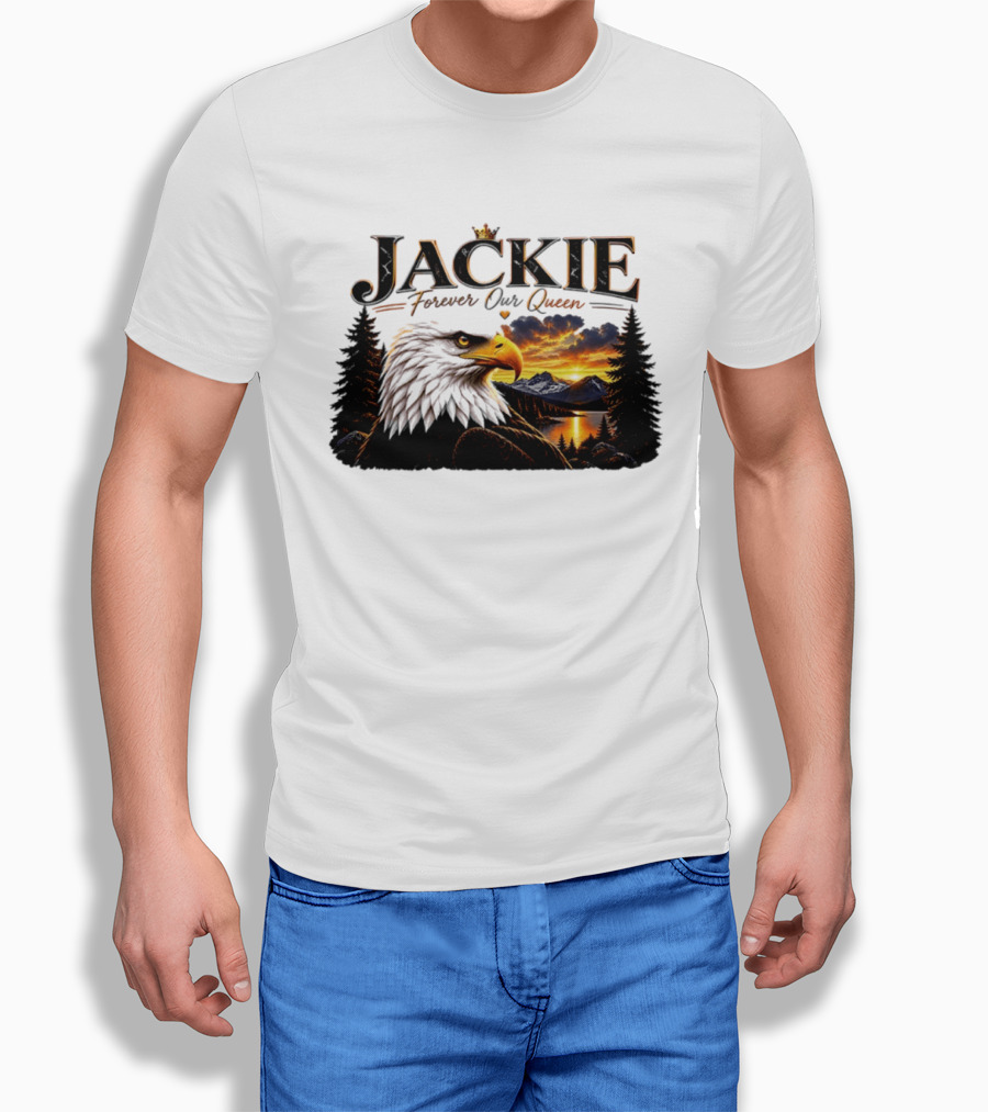 Jackie Forever Our Queen Eagle Sunset Mountain Scene T-Shirt