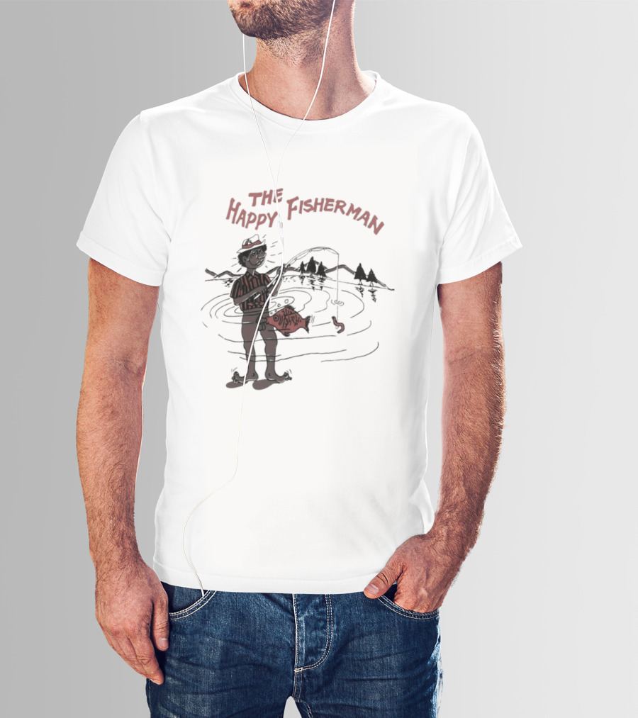 The Happy Fisherman Catching Fish In Scenic Lake Humor T-Shirt