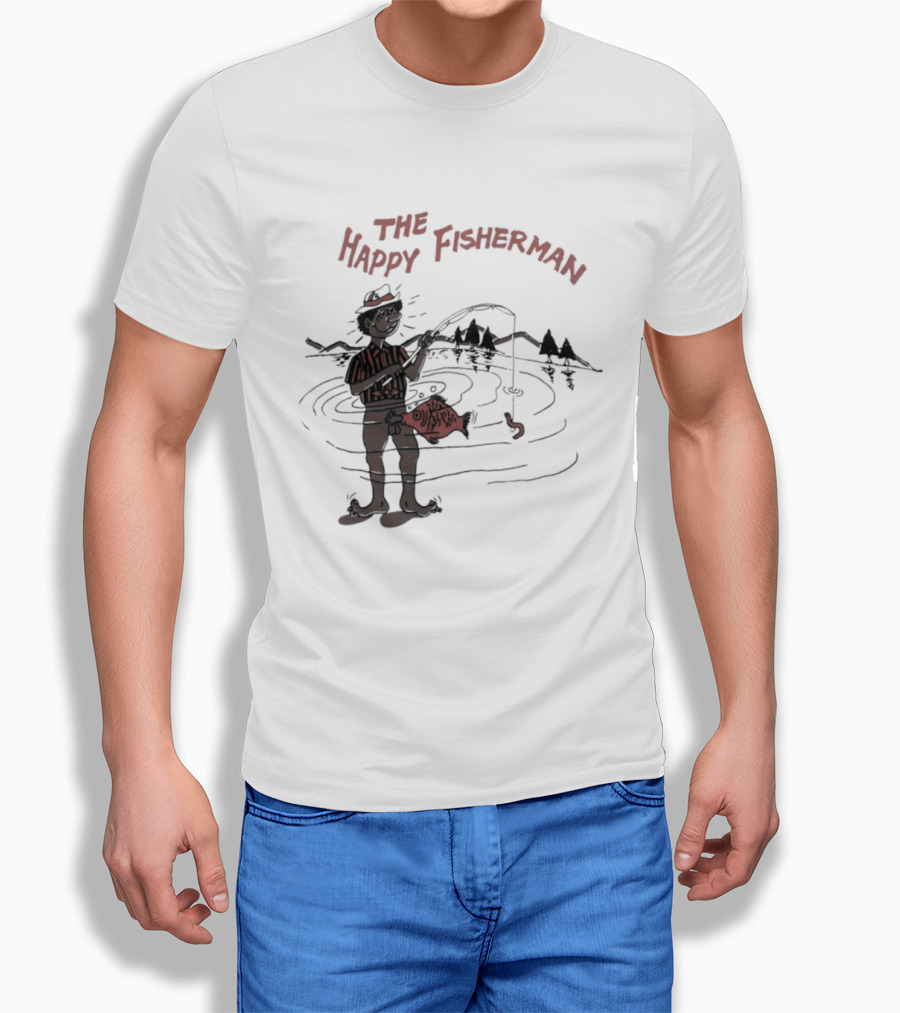 The Happy Fisherman Catching Fish In Scenic Lake Humor T-Shirt