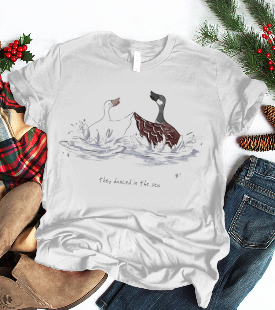 They Danced In The Sea Goose Ducks Watercolor T-Shirt