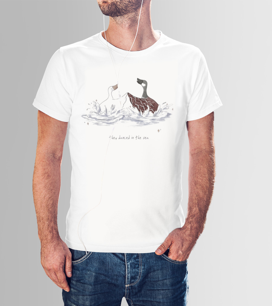 They Danced In The Sea Goose Ducks Watercolor T-Shirt