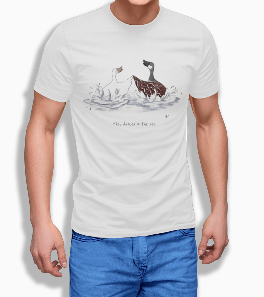 They Danced In The Sea Goose Ducks Watercolor T-Shirt