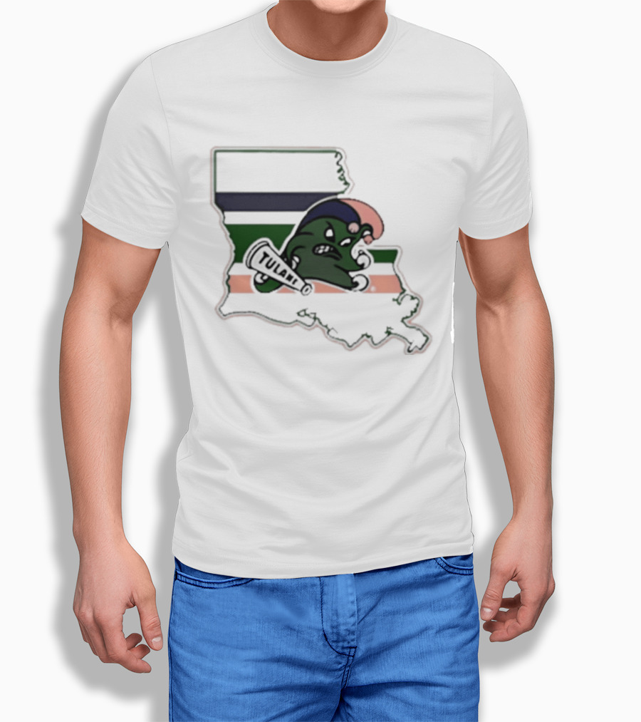 Tulane Green Wave Louisiana State Mardi Gras Map T-Shirt