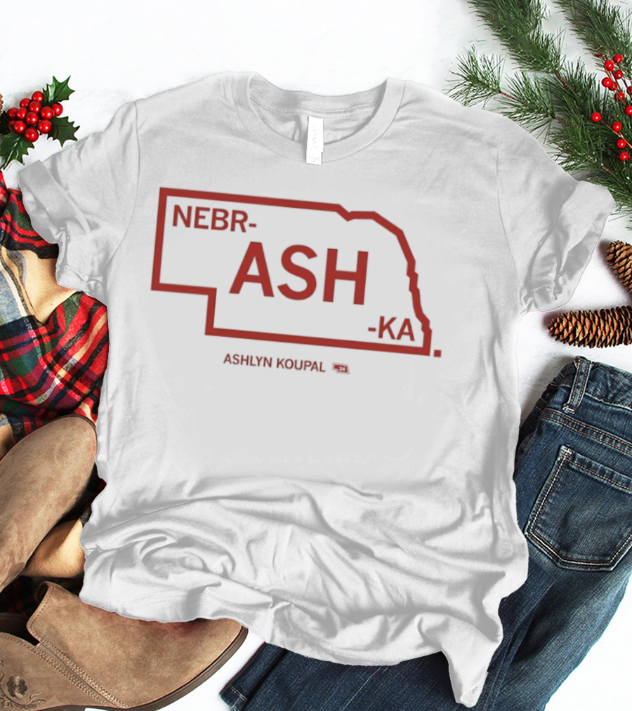 NebrASHka Ashlyn Koupal Nebraska Map ASH Bold Red T-Shirt
