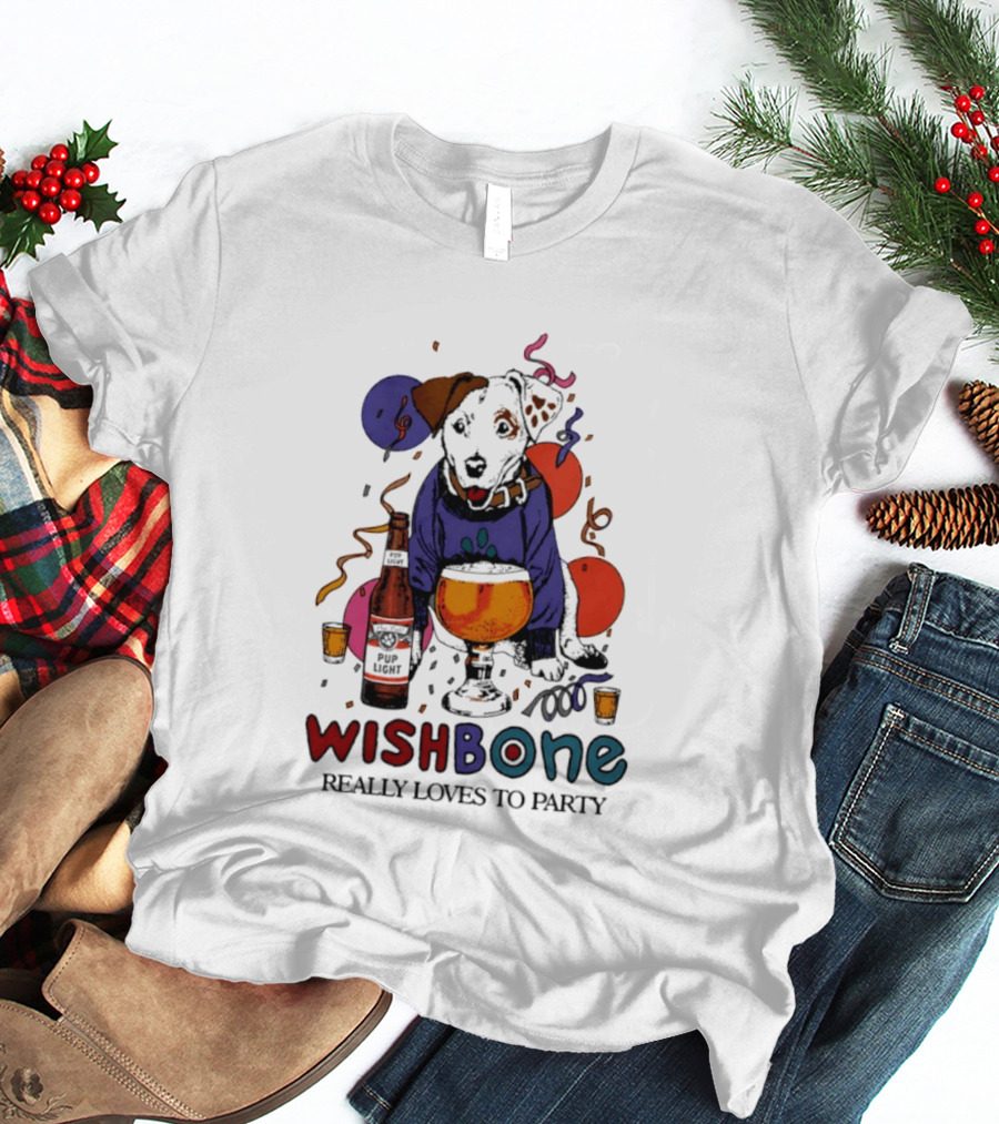 Wishbone Really Loves To Party Dog Beer Celebration T-Shirt