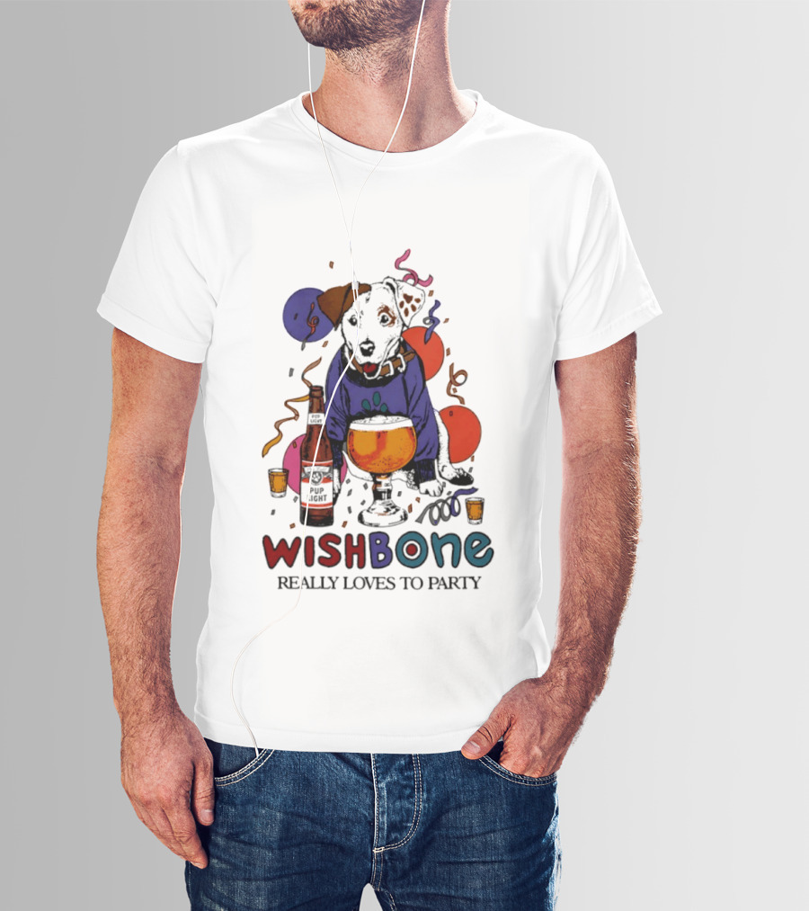 Wishbone Really Loves To Party Dog Beer Celebration T-Shirt