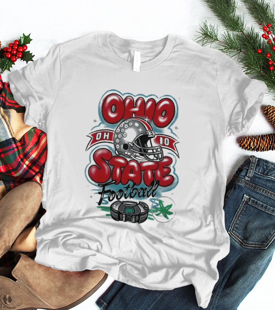 Ohio State Buckeyes Football 90s Bootleg Airbrush Helmet Stadium T-Shirt