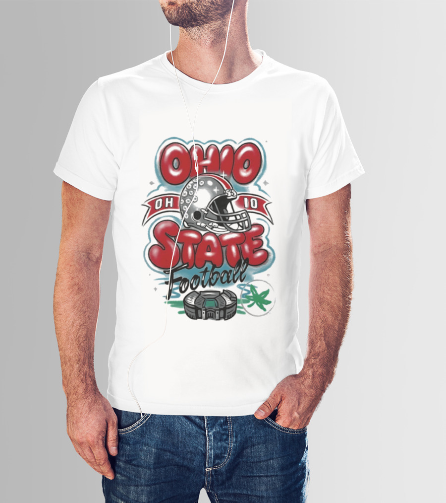 Ohio State Buckeyes Football 90s Bootleg Airbrush Helmet Stadium T-Shirt